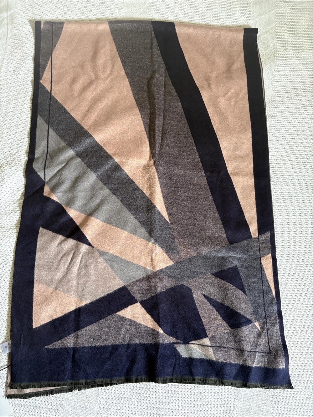 Nordstrom Geometric Panel Wrap in Beige and Navy